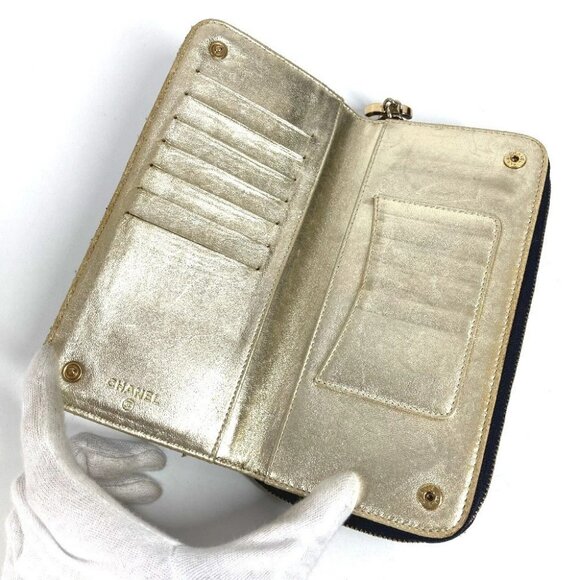 CHANEL A31900 Sparkling denim Zip Around Long Wallet Denim blue - Picture 11 of 16